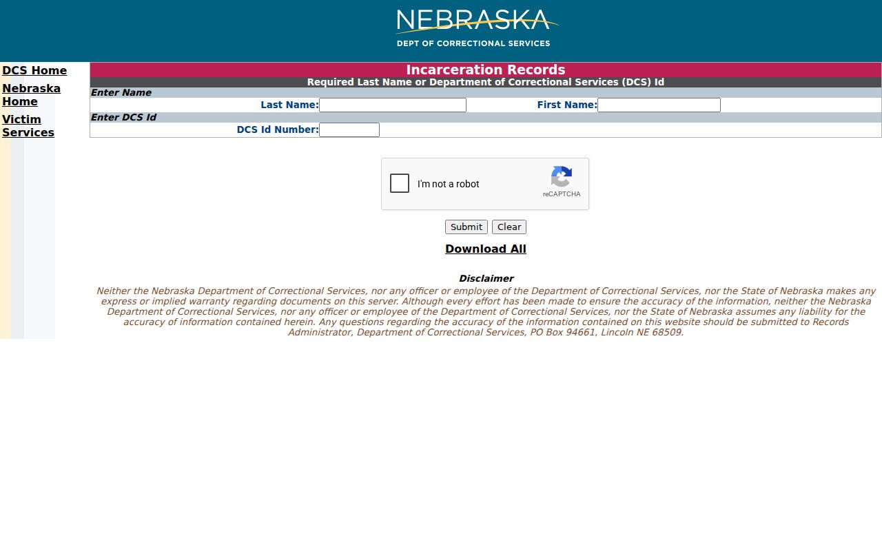 Holt County arrest history NDCS incarceration search controls