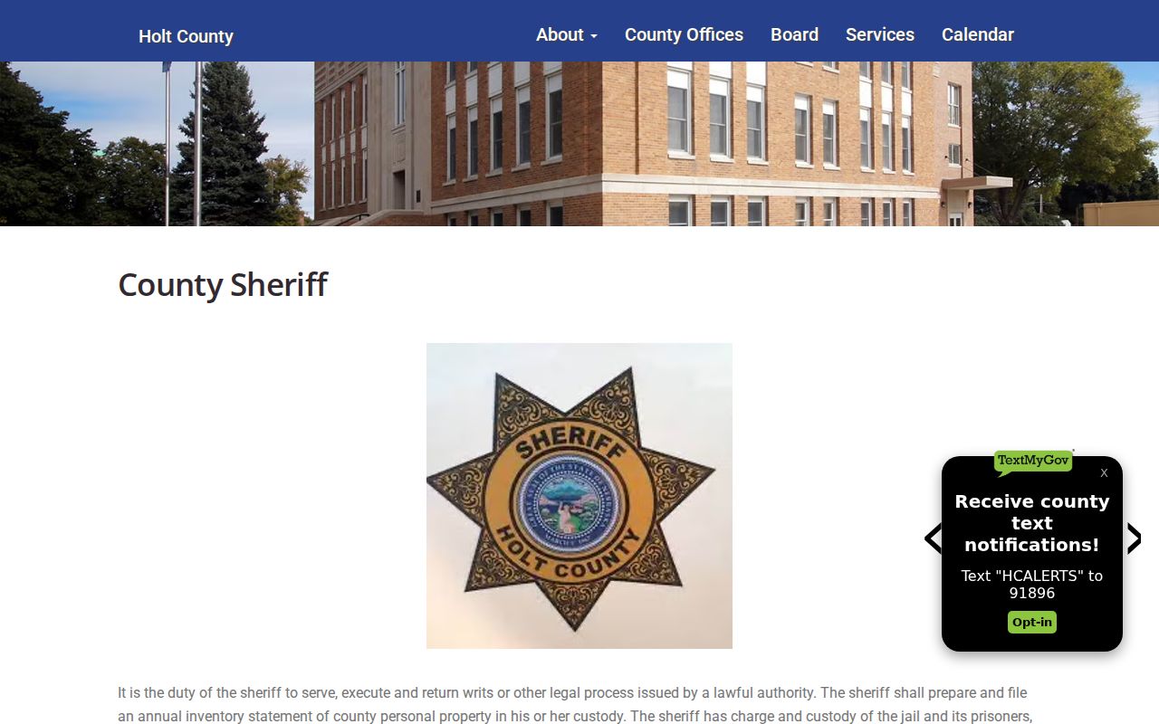 Holt County arrest records sheriff duties and contact page
