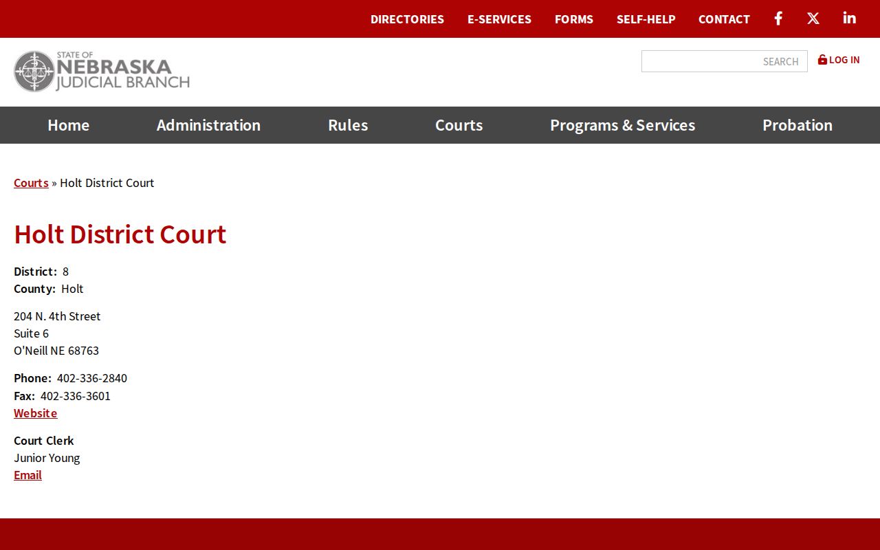 Holt County criminal court cases District Court clerk page