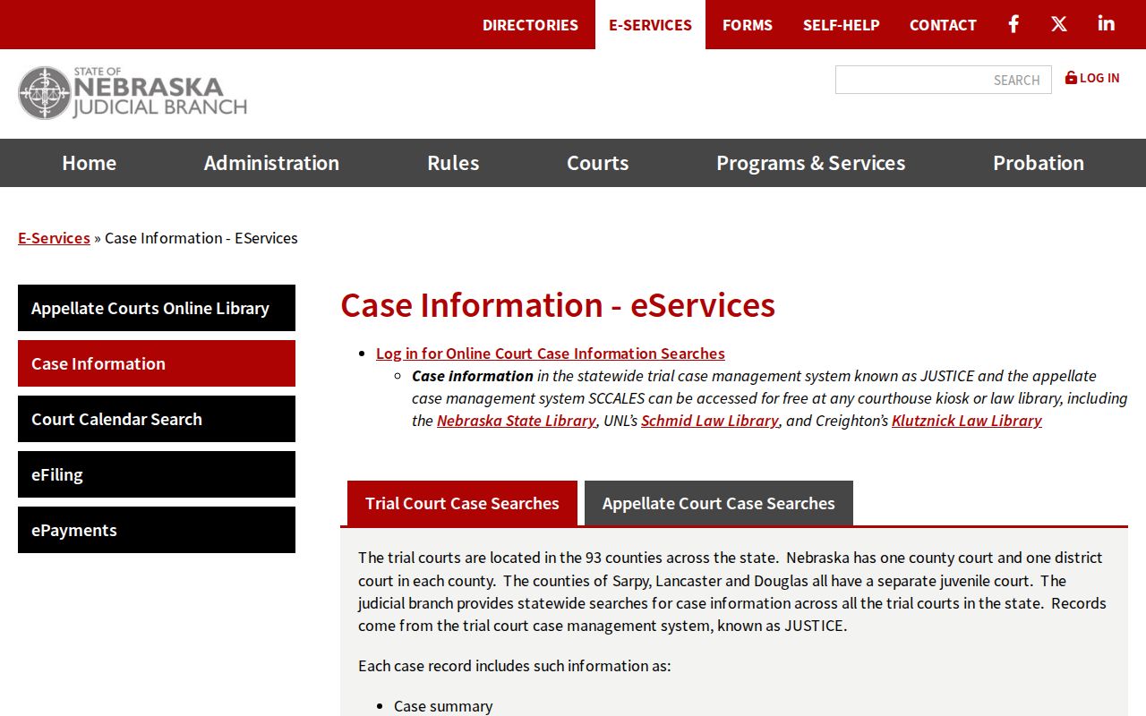 Holt County criminal court cases Nebraska JUSTICE access overview