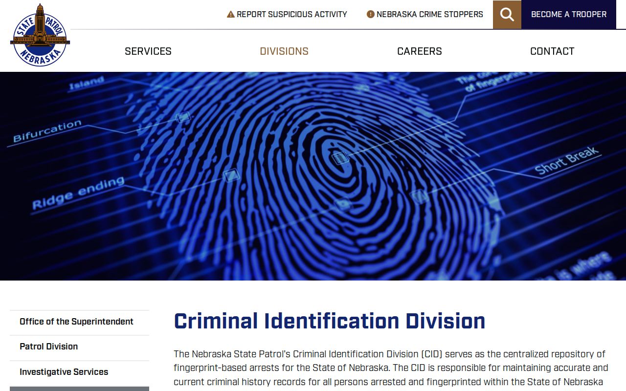 Holt County criminal records repository at Nebraska State Patrol